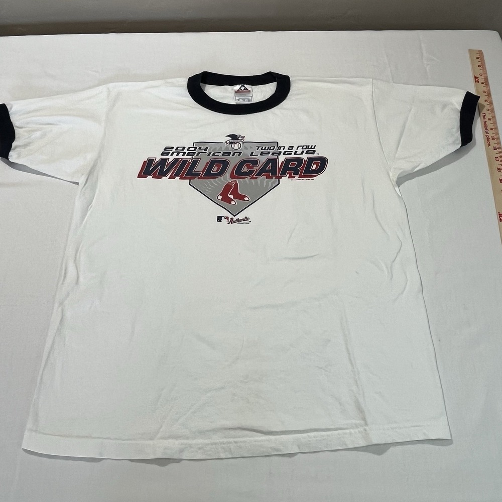 Vintage Lee‎ Sport Boston Red Sox 2004 Wild Card Ringer T Shirt Size XL